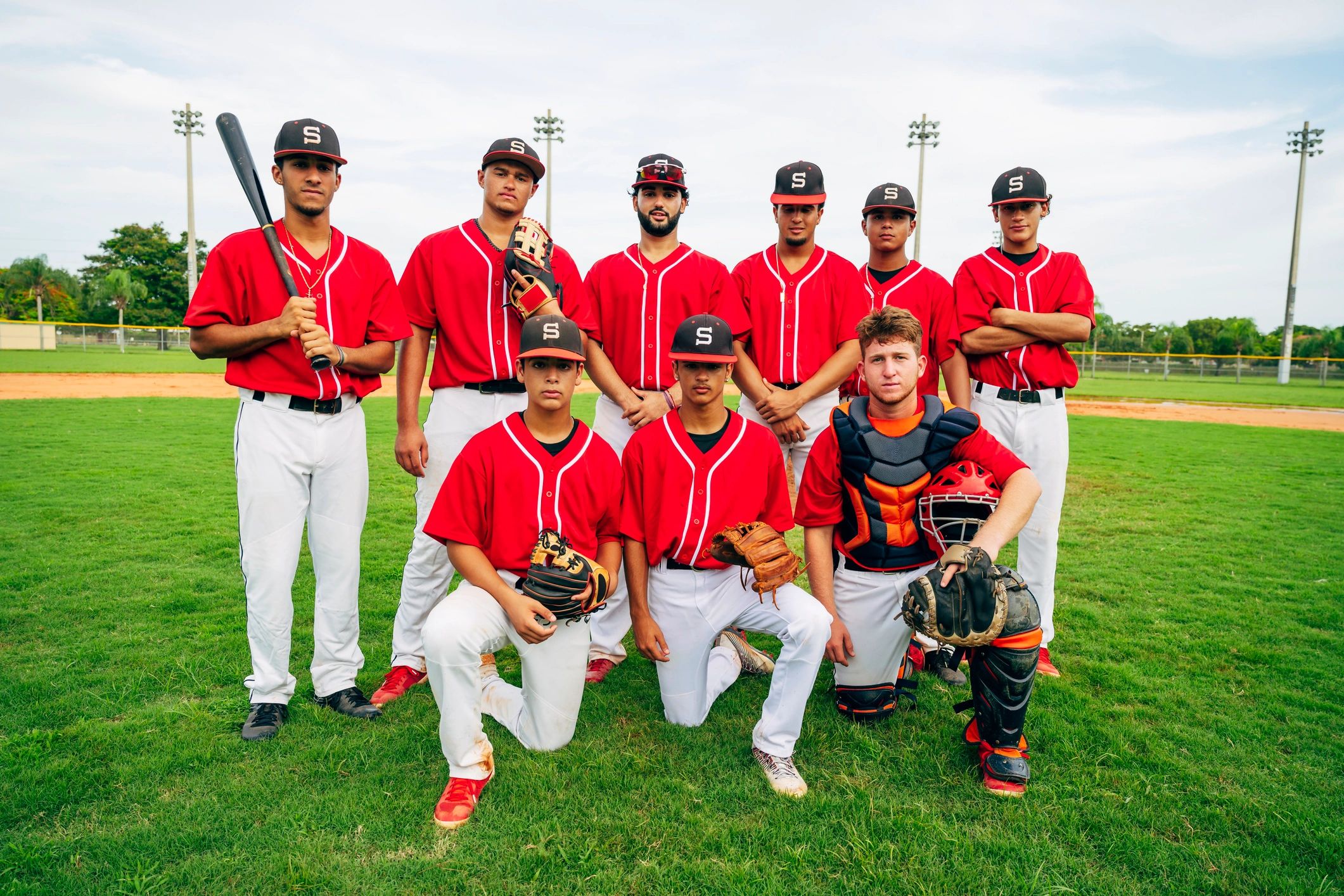 modern sports team in custom uniforms